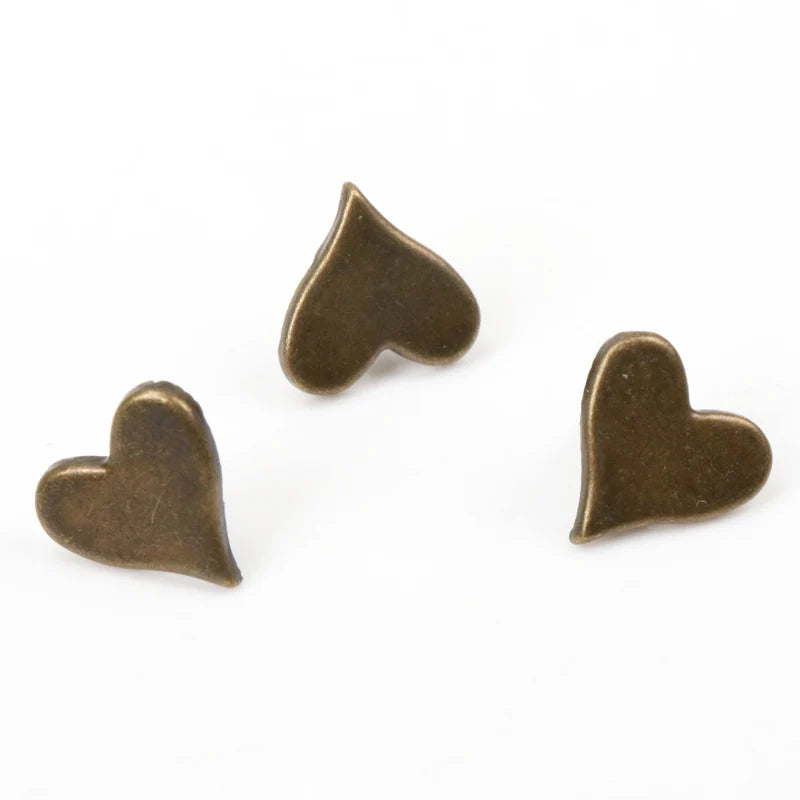 Bronze Heart Brads Scrapbooking Embellishment Fastener Brads Metal Crafts For Shoes Decoration 50PCs 11x10mm CP1514