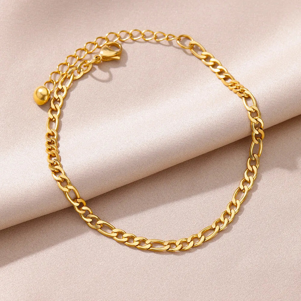 Anklets for Women Summer Beach Accessories Stainless Steel Imitation Pearl Chain Anklet Gold Color Leg Bracelets Bodychain Gi