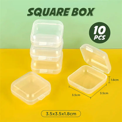 10pcs Plastic Box Rectangular Box Translucent Box Packing Box Storage Box Dustproof Solid Strong Jewelry Storage Case Contain