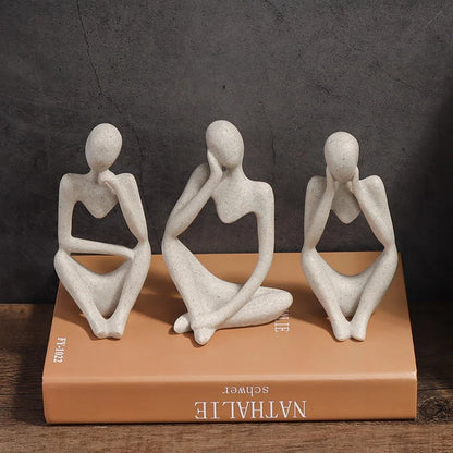 Minimalist Human Contemplation Sculpture Figurine - Decorative Art Piece with Excellent Value