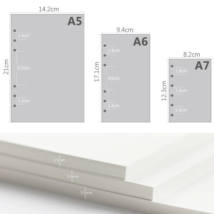 A5 A6A7 45 Sheets Loose Leaf Notebook Refill Spiral Binder Inner Page Weekly Monthly To Do Line Dot Grid Inside Paper Station