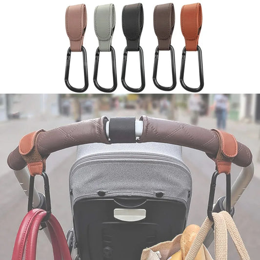 Baby Stroller Hook Fashion PU Leather Adjustable Pram Hook Cart Organizer Diaper Bag Hanger Children Boy Girl Travel Accessor