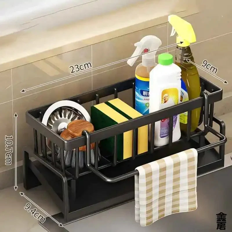 Faucet Hanging Rack – Integrated Draining & Storage, Kitchen Space-Saving Tool - Black