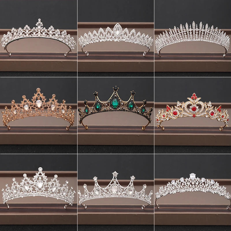 Bridal Baroque Rhinestones Crystal Tiaras Wedding Crown Hair Jewelry for Women Party Crowns Bride Accessory