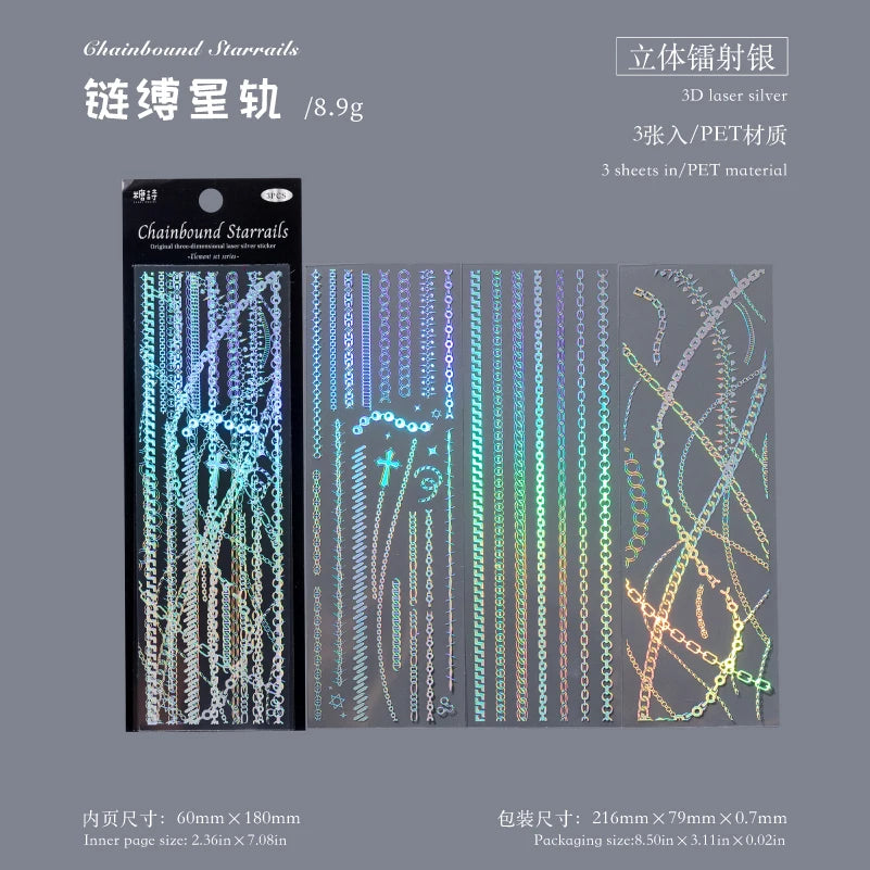 3sheets Element Collection Series Kawaii PET Laser Silver Stickers DIY Diary Phone Case Handmade Scrapbook Aesthetic Stickers