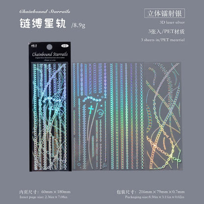 3sheets Element Collection Series Kawaii PET Laser Silver Stickers DIY Diary Phone Case Handmade Scrapbook Aesthetic Stickers