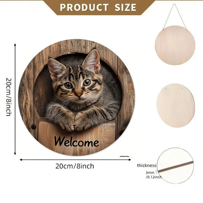 2D Graphic 2D Printed Wall Art - Cat Welcome Signs for Street, Courtyard, Shopping Center, Garage, Cafe, Family, Bar, Club, K