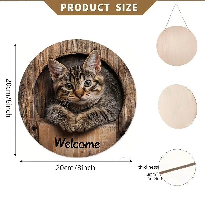 2D Graphic 2D Printed Wall Art - Cat Welcome Signs for Street, Courtyard, Shopping Center, Garage, Cafe, Family, Bar, Club, K