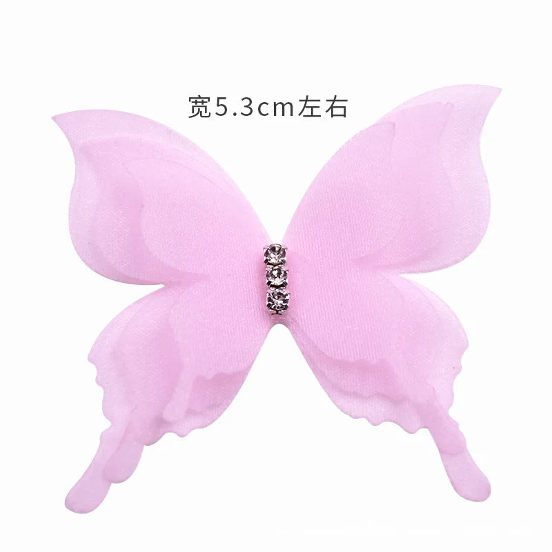 1 pcs 5cm DIY Organza 3D Butterfly Appliques Chiffon Fantasy Translucent Butterflies for Sewing Craft Decoration