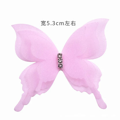 1 pcs 5cm DIY Organza 3D Butterfly Appliques Chiffon Fantasy Translucent Butterflies for Sewing Craft Decoration - Pink