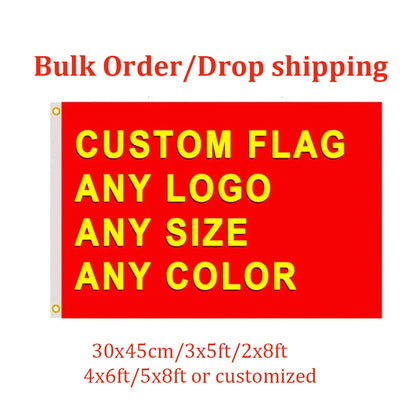 Custom Flag 3x5/2X8/4X6/5X8FT Any Size Banner Flying Free Design Polyester Sport Car Decor Home Gift Party Dorm Indoor Outdoo