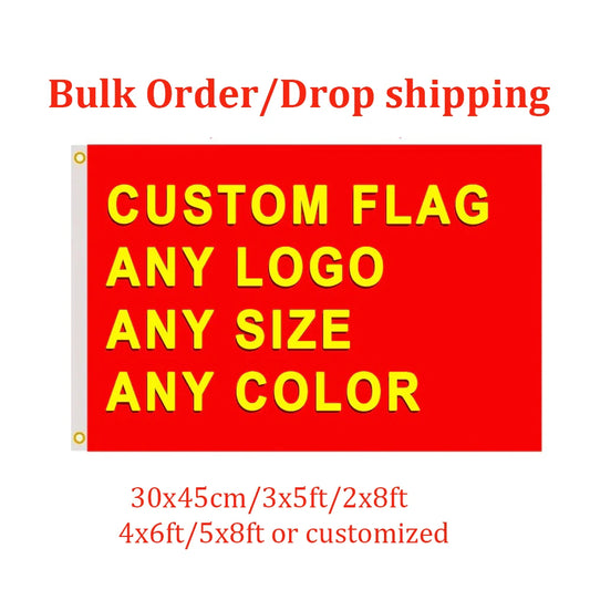 Custom Flag 3x5/2X8/4X6/5X8FT Any Size Banner Flying Free Design Polyester Sport Car Decor Home Gift Party Dorm Indoor Outdoo