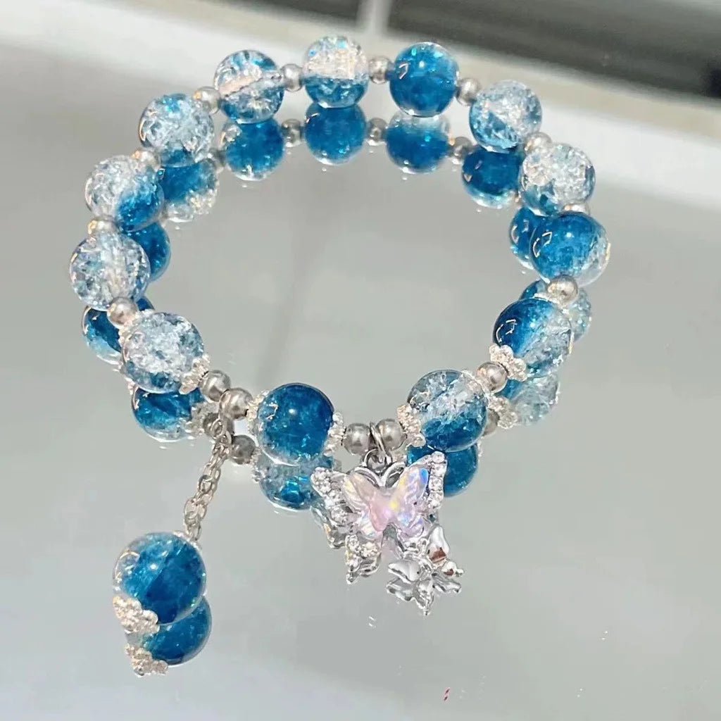 New Simple Beads Crystal Bracelet For Women Girls Korean ins Flower Fox Feather Tassel Bracelets Best Friend Jewelry Gifts 20