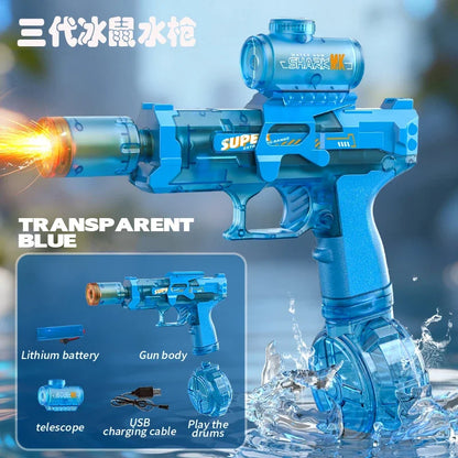 Simulated Firing and Recoil Electric Water Gun Toys Children Automatic Sensor Lights Water Pistol Summer Outdoor Beach Kids T