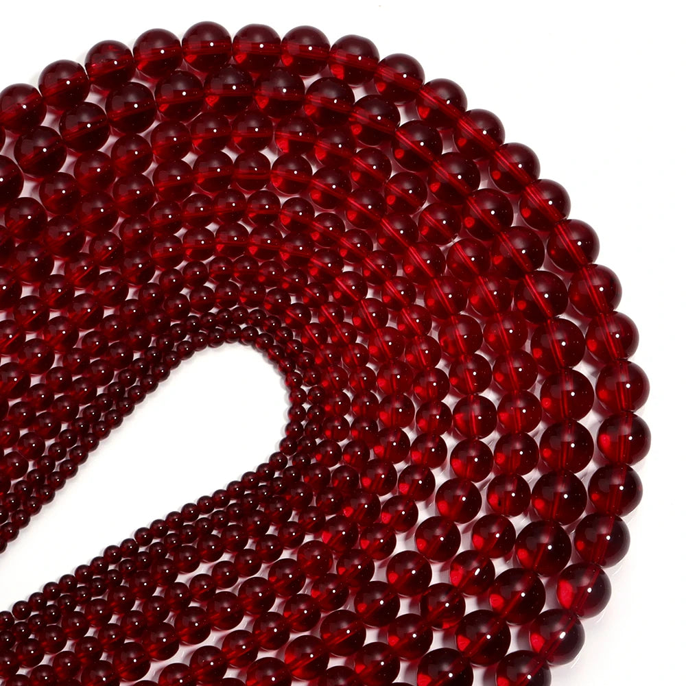 1 String Pomegranate Red Beads Loose Round Beads Glass Spacer Beads For Jewelry Making DIY Handmade DIY Bracelet Necklace Rin