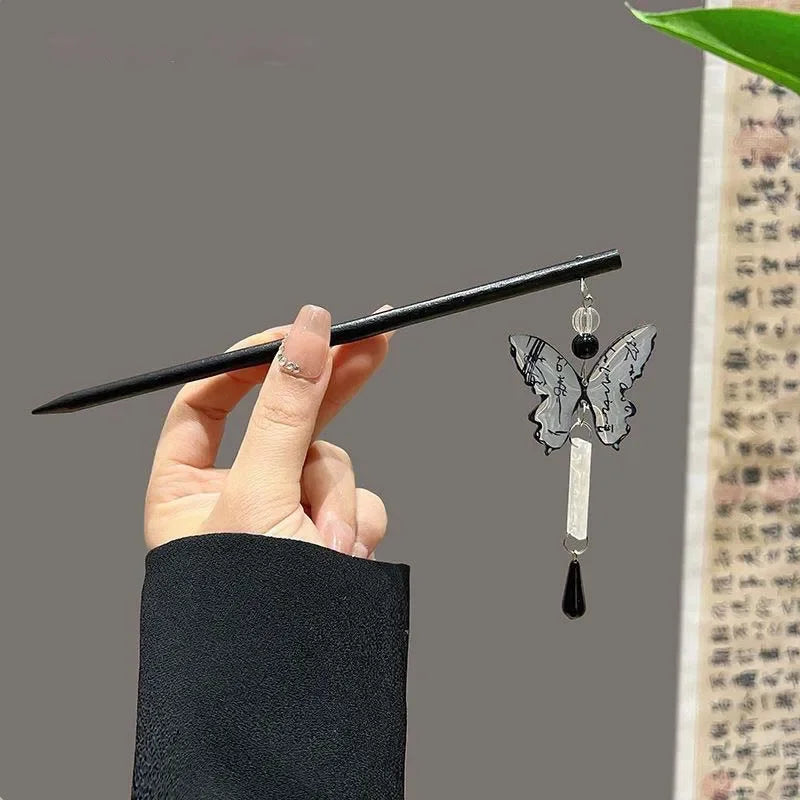 Ancient Chinese Style Elegant Butterfly Tassel Hair Stick for Women Girls Classical Hairpin Chinese Hair Accessories Jewelry 