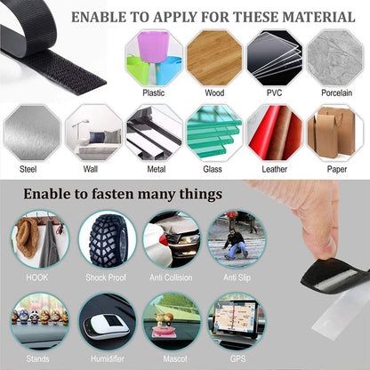 1-10M Self Adhesive Hook and Loop Tape Fastener House Diy Magic Tap Auto Double Sided Roll Strong Glue Home Strap Strips Doub
