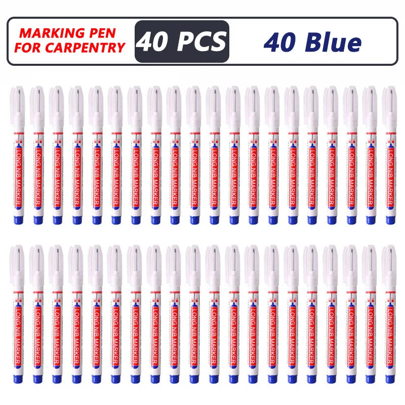 iLMH 4-40Pcs Deep Hole Long Nib Head Marker For Metal Perforating Pen Waterproof Bathroom Woodworking Decor Multi-Purpose Too
