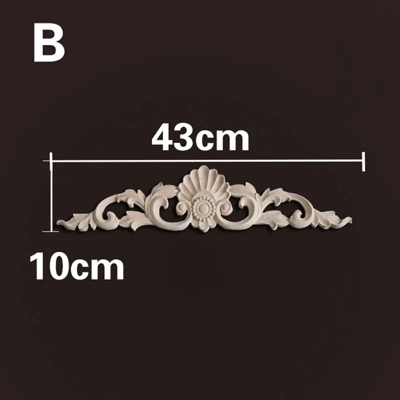 Wood Appliques and Onlays Natural Furniture Wall Door Woodcarving Decorative Long Flower Wooden Figurines Crafts Corner Frame