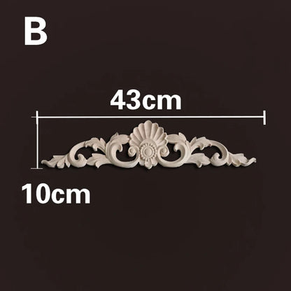 Wood Appliques and Onlays Natural Furniture Wall Door Woodcarving Decorative Long Flower Wooden Figurines Crafts Corner Frame