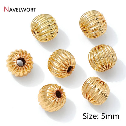 14K Gold Plated Oval Stripe Spacer Beads,Beads Separator,Brass Metal Flat Spacer Beads For Bracelet Necklace Making Accessori