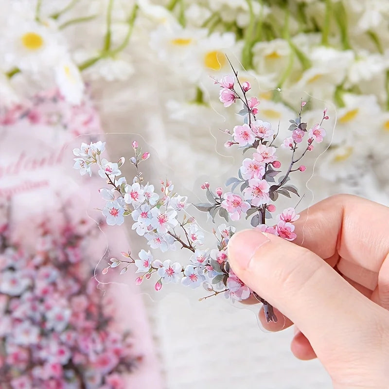 30 Pcs/Pack Vintage plant flowers PET waterproof sticker for DIY scrapbooking Journal Photo Album Decoration Materials Sticke