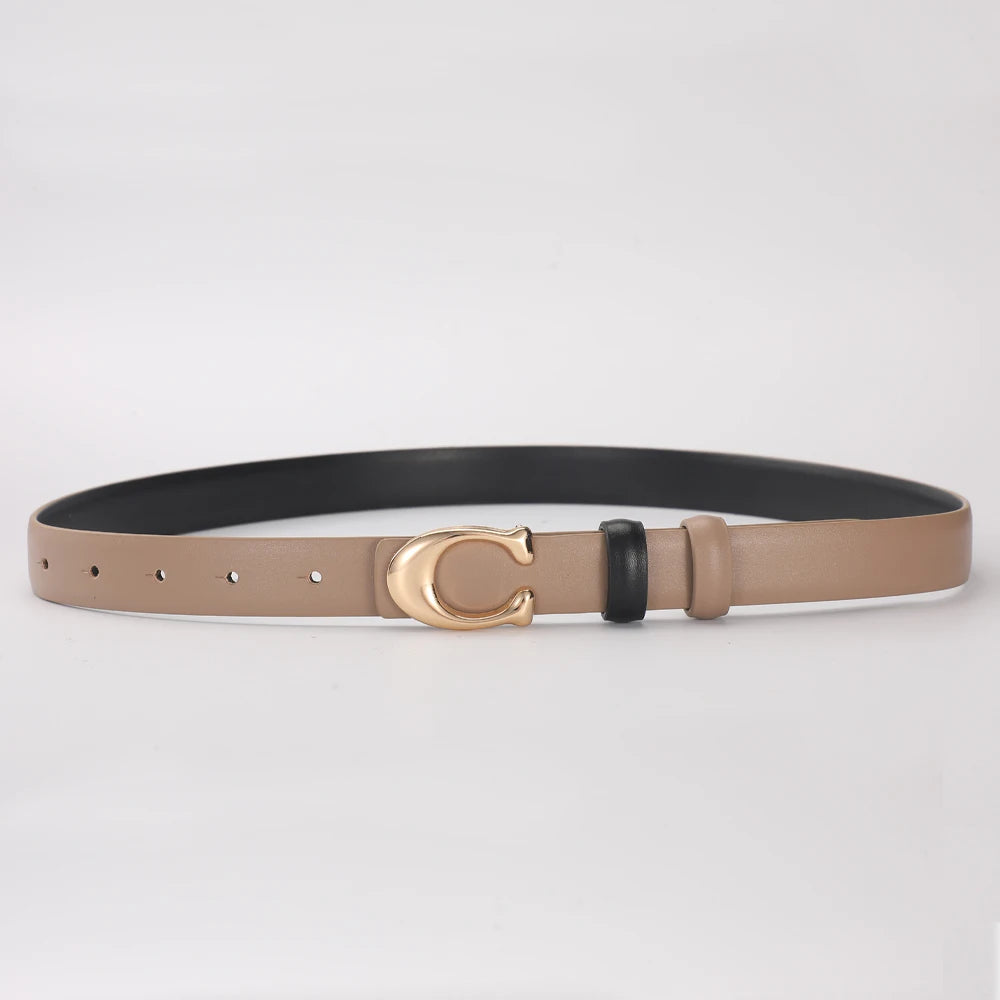 Women's Fashionable Belt C-shaped Buckle Smooth Buckle Temperament Double-sided Gift For Mother Using Belt