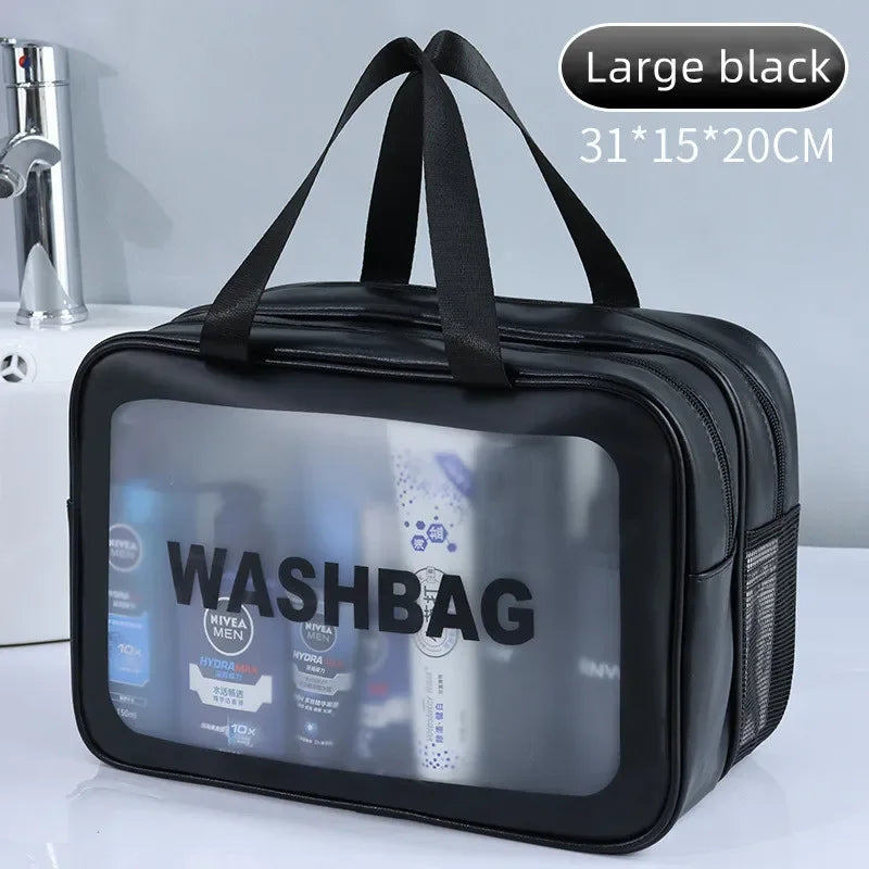 Dry-wet separation double transparent PU makeup bag portable washing bag cosmetic storage bag travel fitness swimming essenti