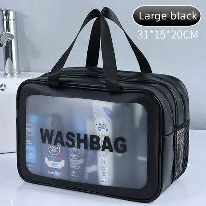 Dry-wet separation double transparent PU makeup bag portable washing bag cosmetic storage bag travel fitness swimming essenti
