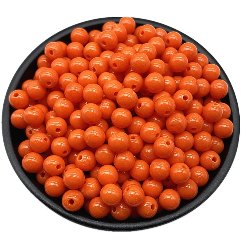 6 8 10mm Acrylic Round Beads for Jewelry Makeing Bracelet Necklace DIY Accessory