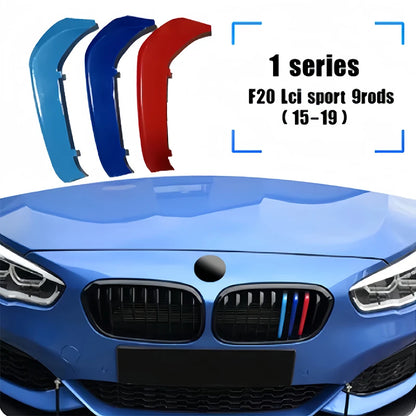 3PCS ABS Tri-colour Car Racing Grills Trim Strips For BMW 1 Series E81 E82 E87 E88 F20 F40 M-Power Styling Exterior Accessori