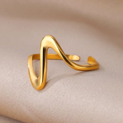 Stainless Steel Rings for Women Waterproof Open Gold Color Ring Wedding Couple Band Jewelry Gifts Items anillos