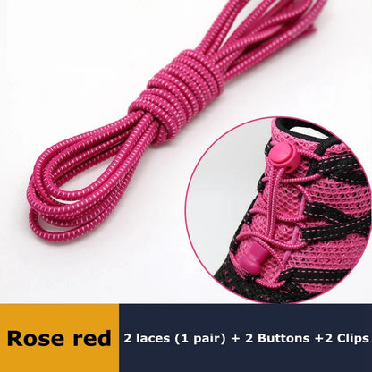 1Pair Shoelaces for Sneaker Elastic No Tie Shoe Laces Stretching Lock Lazy Laces Quick Rubber Shoelace Round Shoestrings - Ro