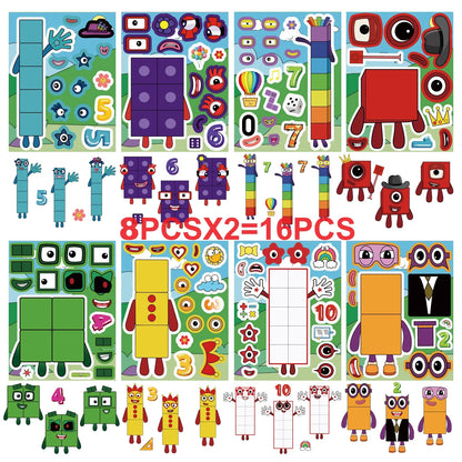 8/16/24 SHEETS Digital Building Cute Puzzle Stickers Cartoon Building Stationery Decor DIY Face Stickers