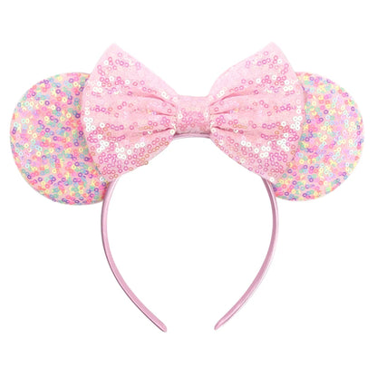 New Christmas Halloween Mouse Ears Headband Cartoon Sequin Bows Headband Birthday Party Princess Cosplay Costume For Women Ad