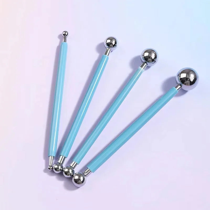 4pcs Sculpture Modeling Tools Clay Tools Dotting Sculpting Modeling ceramics Set Double-Ended Metal Ball Cake Decoration Tool