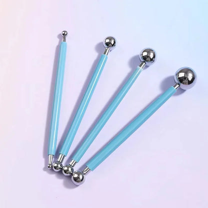 4pcs Sculpture Modeling Tools Clay Tools Dotting Sculpting Modeling ceramics Set Double-Ended Metal Ball Cake Decoration Tool