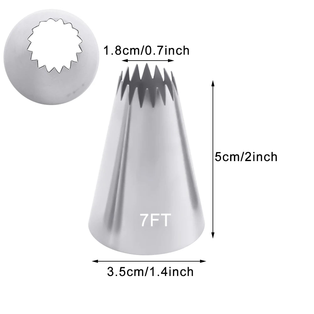 7FT 8FT 9FT Cake Decorating Tips Set Russian Open Star Piping Nozzles Tips Cupcake Cookies Icing Piping Pastry Nozzles