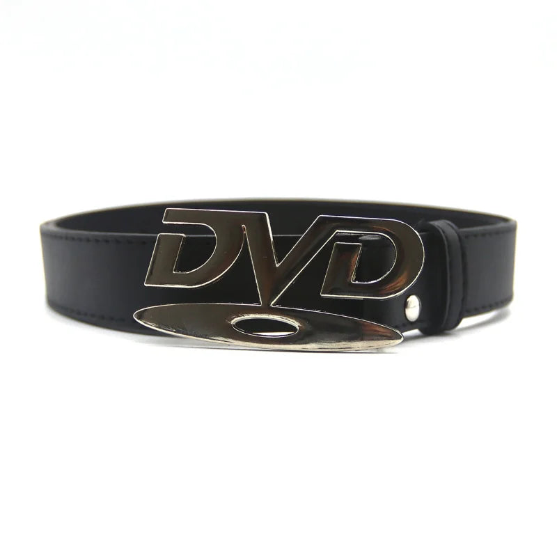 Unisex Nostalgic Design DVD Buckle Belt Men Women Decoration Paired with Jeans Belt Versatile White Black Design Sense Belt