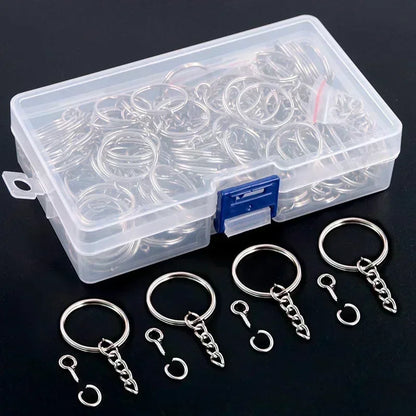 Silver Plated Metal Blank Keyring Keychain Split Ring Keyfob Key Holder Rings Women Men DIY Key Chains Key Ring Accessories
