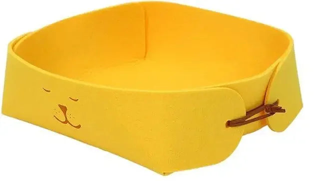 Hexagonal Felt Dice Tray Foldable Storage Box Game Tray Desktop Storage Box Jewelry Tray - Style 2-yellow smile