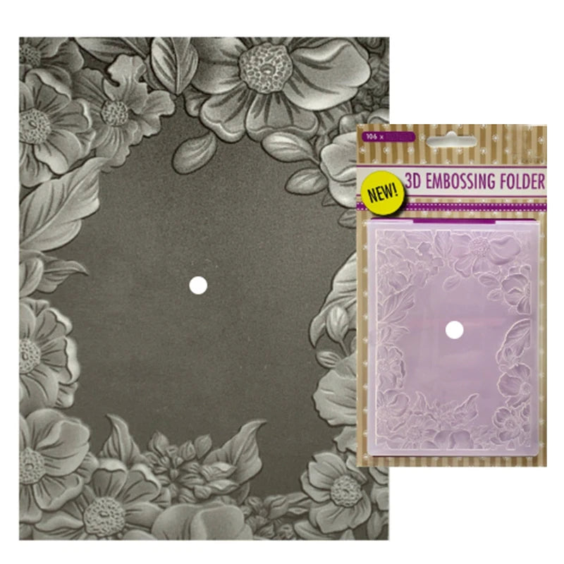 Elegant floral border 3D embossed folder texture pattern background DIY scrapbook craft supplies for embossing, template mold