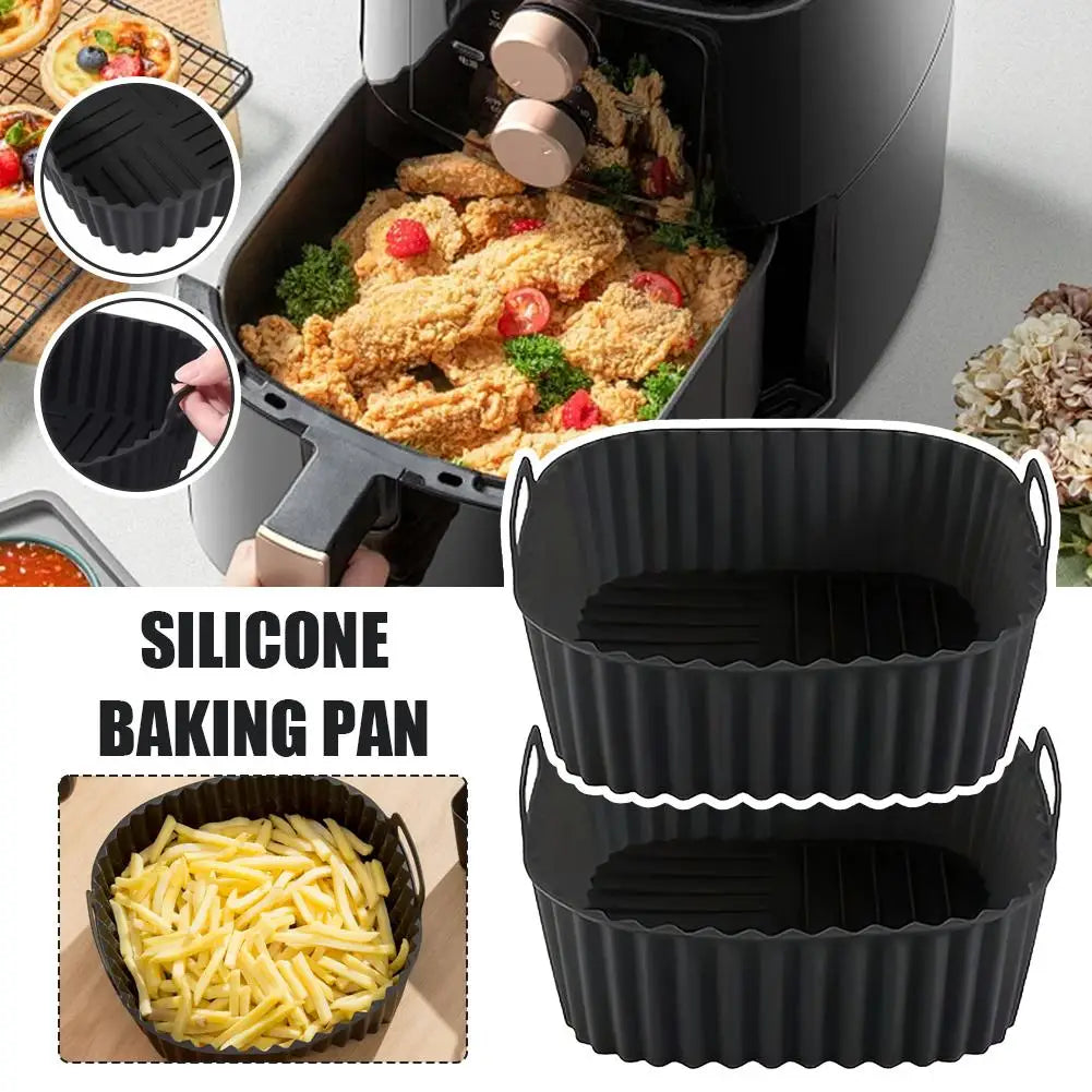 1-3PCS Silicone Air Fryer Liners Reusable Non-Stick and Easy Clean BBQ Tools Oven Microwave Safe for Healthy Cooking Restaura