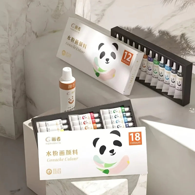 Gouache Paint Set - Artist Grade 12/18/24 Colors, Liquid Water-Based Pigments in 5ml Tubes for Canvas, Wood & Craft Painting 