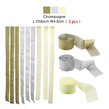 3pcs/set Rainbow Crepe Paper Streamers for Wedding Birthday Party Backdrop Decoration Colorful Paper Crepe Garland Ribbon Dec
