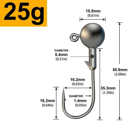 MrLurion 30pcs 1g 2g 3g 5g 10g 14g 18g 22g 25g 28g Fishing jigging head hook ,round head rigs fishhook for soft worm crank lu