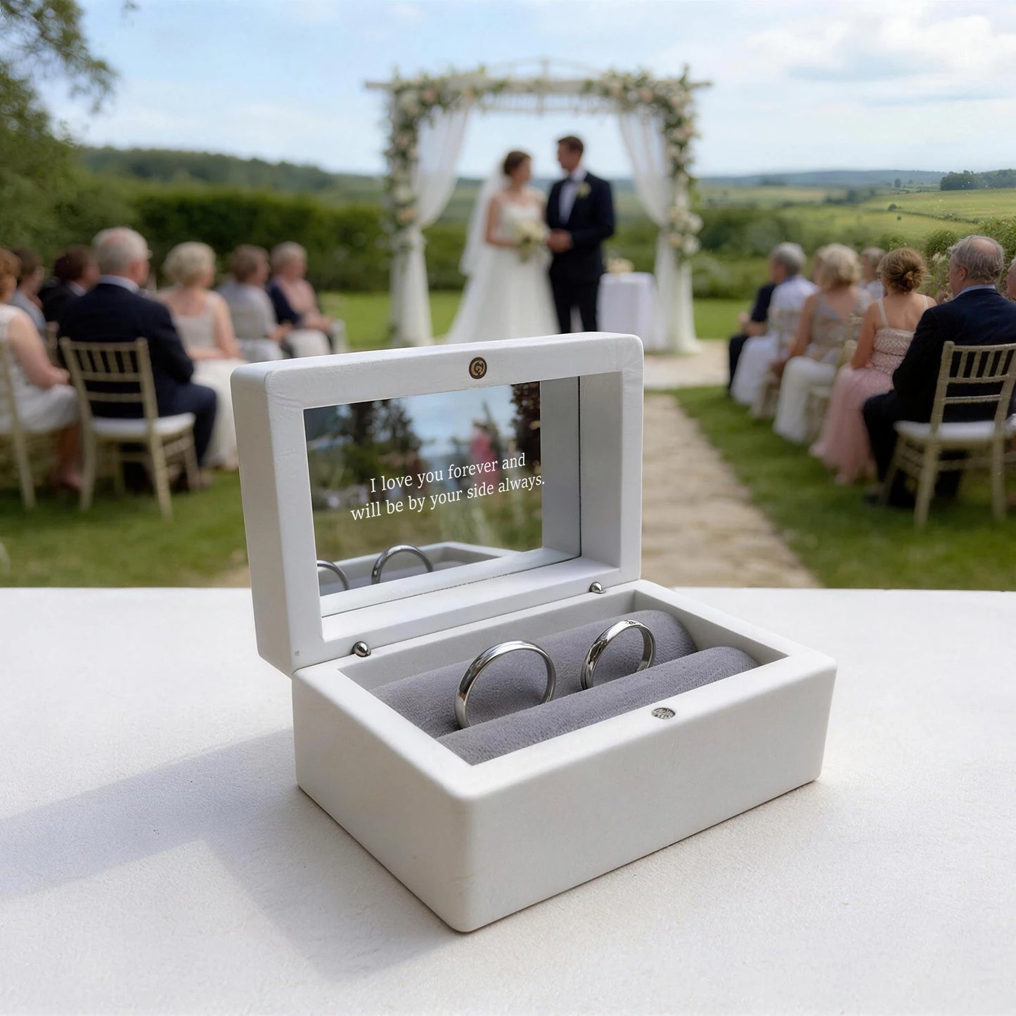 Custom Wedding Ring Box for 2 Rings Personalized Wedding Ring Box for Bride and Groom Before Church Ring Box for the Wedding