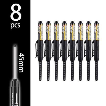 4-60Pcs 45mm Long Nib Head Carpenter Pen Deep Hole Marker Pens Black/Blue/Red/White for Measuring Woodworking Hand Tools - Bl