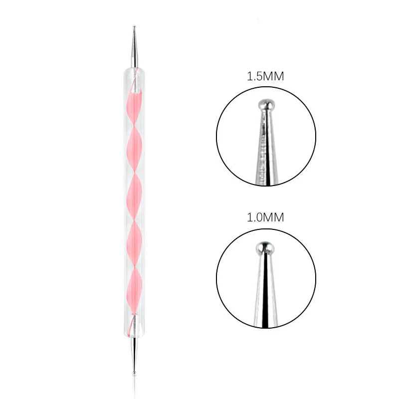Nail Art Dotting Pen, Spiral Rod Hook Pen, Drawing Painting Marbleizing DIY Manicure tools - Pink
