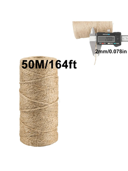 Natural Jute Rope 2mm 164ft, 328ft Odorless, Cat Scratching, Home Decor, Biodegradable, Decorative, Pet Friendly - Handmade D